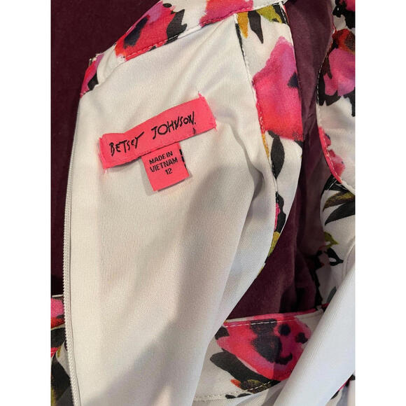 Betsey Johnson Floral Printed White A Line Halter Tank Mini Dress Lined Size 14 - Picture 8 of 9